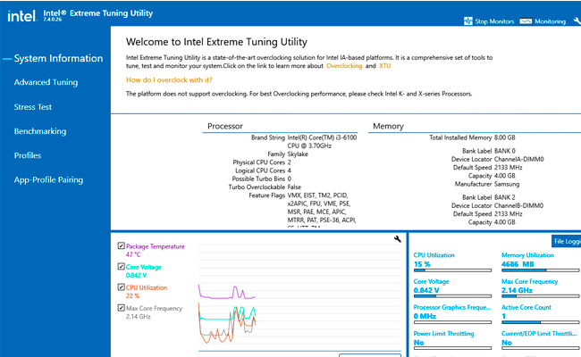 Intel Extreme Tuning Utility for CPU temps