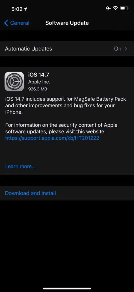 iOS 14-7 Update