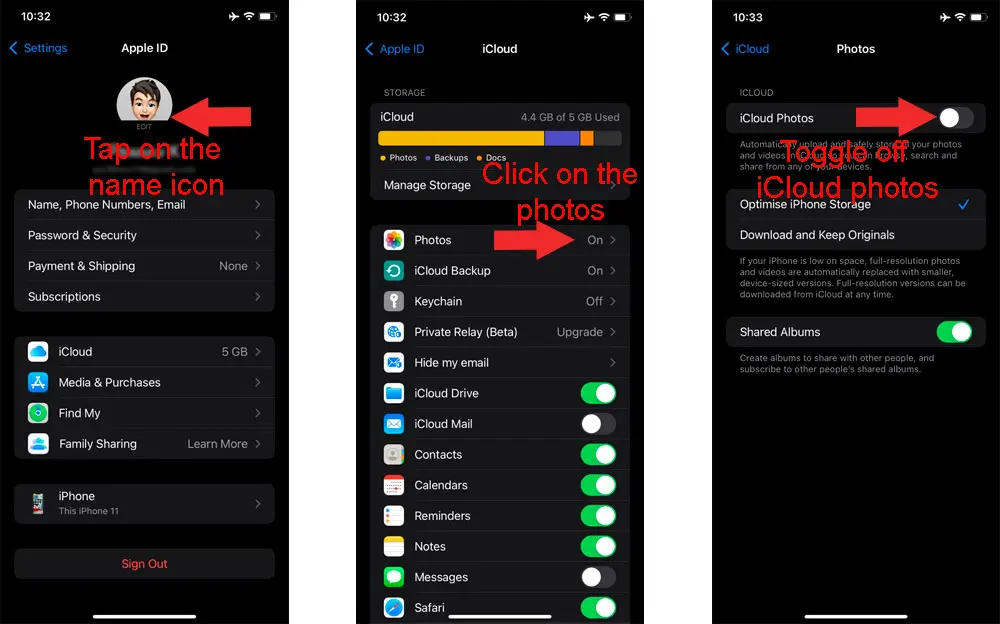 how to delete photos from iphone but not icloud