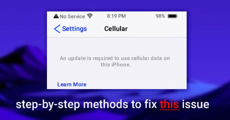 an Update is Required to Use Cellular Data on This iPhone